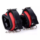 Soft Adjustable Black PU Leather Braided Ankle Cuffs