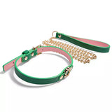 Soft Adjustable Green PU Leather BDSM Collar