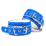 Soft Adjustable Blue PU Leather BDSM Ankle Cuffs