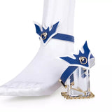 Soft Adjustable Blue PU Leather Handcuff and Ankle Cuff Set