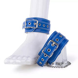 Soft Adjustable Blue PU Leather BDSM Ankle Cuffs