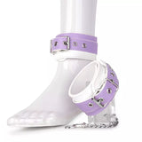 Soft Adjustable Purple PU Leather Handcuff and Ankle Cuff Set