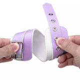 Soft Adjustable Purple PU Leather Handcuff and Ankle Cuff Set