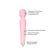 Intimate E-Stimulator Vibrating Wand – USB Rechargeable, Waterproof, with 10 Vibration Modes