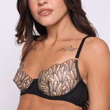 Black Floral Embroidered Sheer Bra