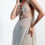 Ethereal Ivory Floral Embellished Night Gown