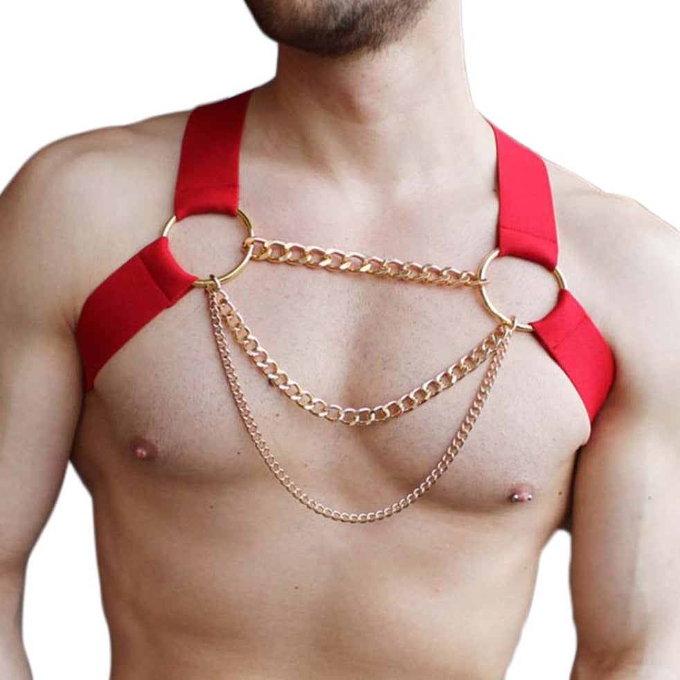 Gay Men's Gold Chain Harness - Dazzle with Luxury