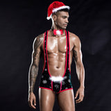 Sexy Gay Christmas 3-Piece Singlet Set Men Costume