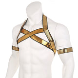 CLEVER-MENMODE Men's Shiny Gold Chest Harness - Shine Like a God