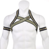 Men Gold Glitter Elastic Body Chest Harness - Shine Bright