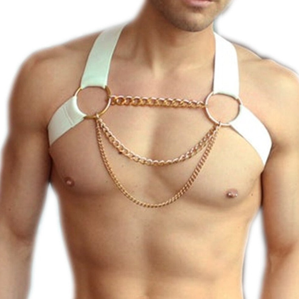 Gay Men's Gold Chain Harness - Dazzle with Luxury