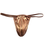 CLEVER-MENMODE Shiny Faux Leather Thong - Dazzle in Style