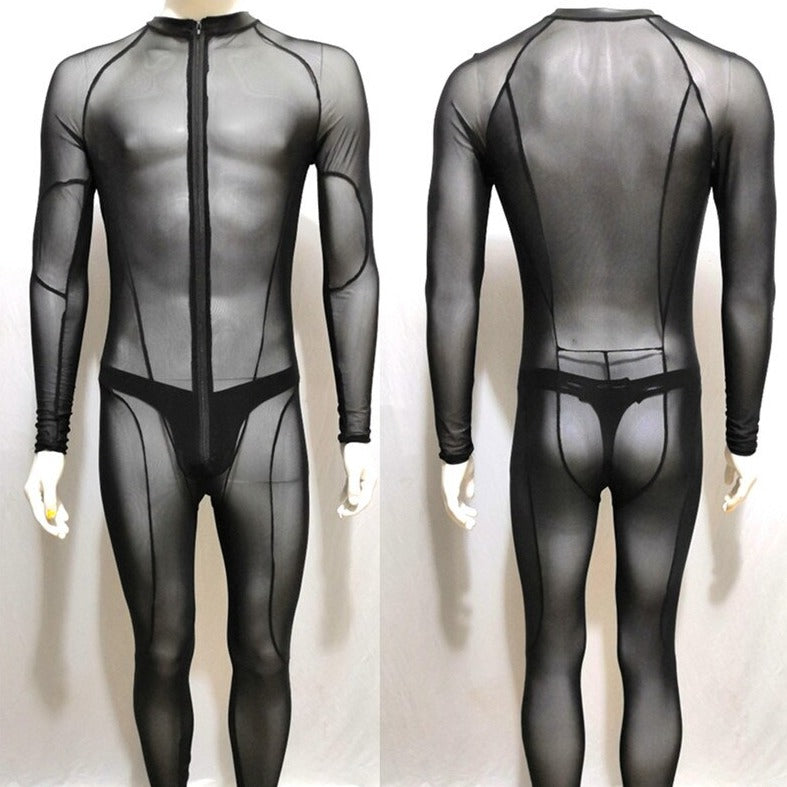 Men's Full Body Mesh Bodysuit - Step Into Audacity