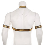 CLEVER-MENMODE Men's Shiny Gold Chest Harness - Shine Like a God