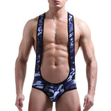 Men's Kinky Camo Wrestling Bodysuit - Seductive Military Style