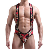 Men's Kinky Camo Wrestling Bodysuit - Seductive Military Style