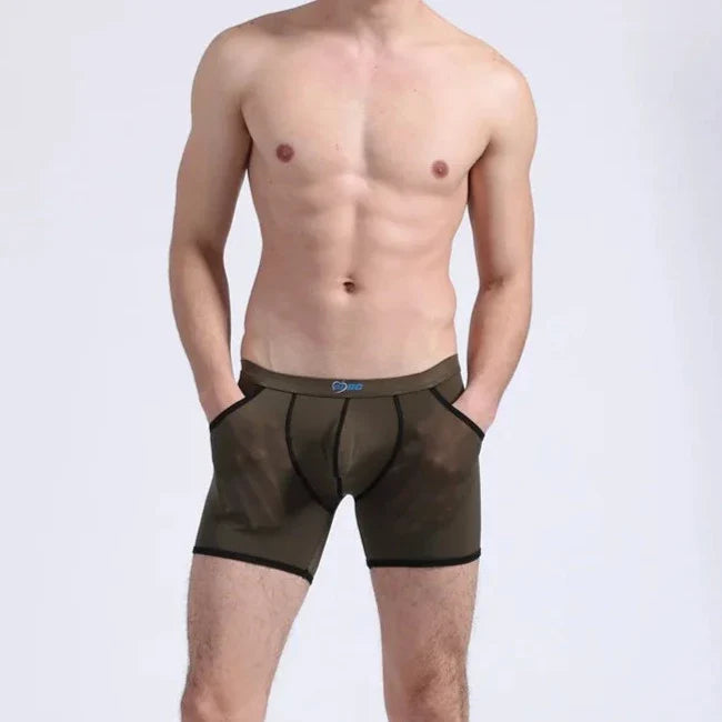 Men's Pocketed Ice Silk Boxer Briefs - Comfortable and Fun