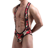 Men's Kinky Camo Wrestling Bodysuit - Seductive Military Style