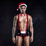 Sexy Gay Christmas 3-Piece Singlet Set Men Costume