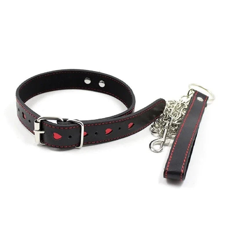 Heart-shaped Love Puppy Collar & Chain Leash