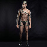 Men's Camo Army Fishnet Costume - Salute to Your Sexy Soldier Fantasies