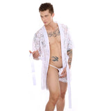 Men's Lace Short Robe in White and Black – Casual Elegance