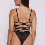 Midnight Majesty Strappy Lingerie Set - Luxurious Black Lace