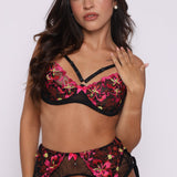 Midnight Bloom Lingerie Set - Luxe Black Lace with Radiant Floral Accents