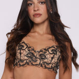 Elegant Beige Noir Floral Lace Embroidered Set