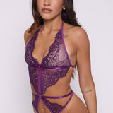 Plum Allure Lace Teddy Bodysuit