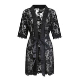 Men's Lace Short Robe in White and Black – Casual Elegance