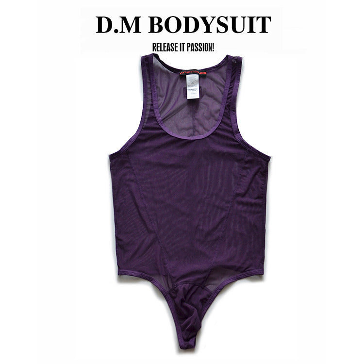 Mesh High-Cut Men's Bodysuit - Available in White, Black, Pink, Purple