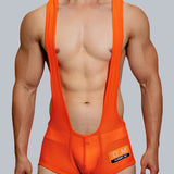 Vibrant Mesh Singlet Bodysuit with Brief - Available in Orange, Black, White, Fluorescent Green