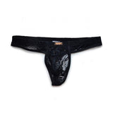 Men's Lace Thong - Understated Elegance in Black and White