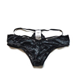 Men's Lace Tie-Waist Thong - Sensual Elegance in Black and White