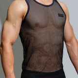 Men's Breathable Mesh Sports Tank Top in Black and White – Athletic Essential