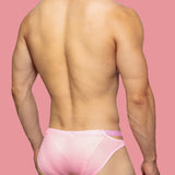 Vibrant Pink Cut-Out Briefs for Men with Signature Waistband – Sheer & Skimpy Design