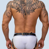 Adjustable Leather Cockring Harness Belt for Men - Available in White, Black, Brown