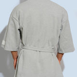 Men's Short Kimono Water-Absorbent Bathrobe - 100% Pure Cotton in White, Black, Grey