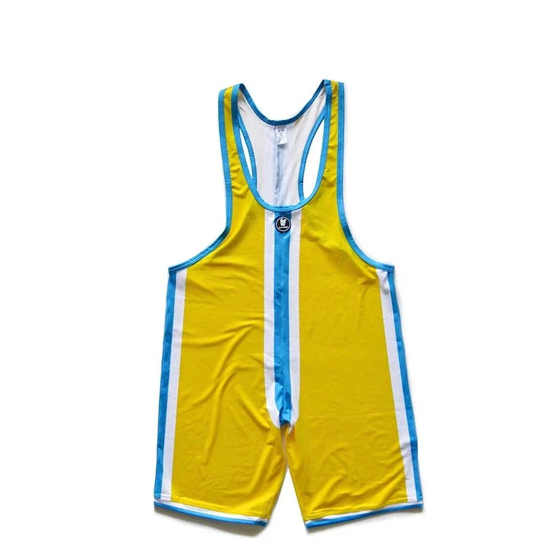 DM Striped Wrestling Singlet - Flaunt Your Curves