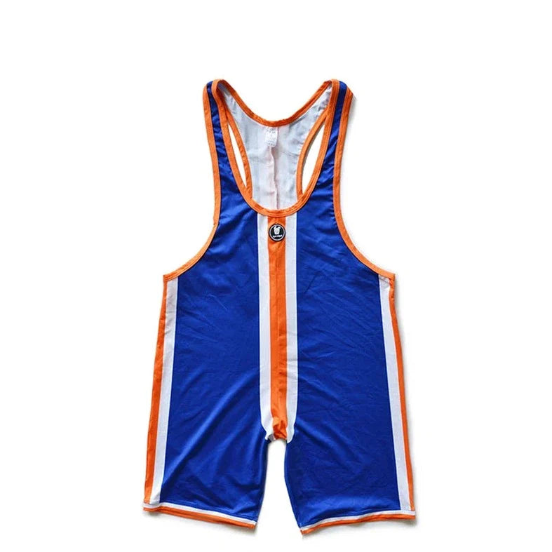 DM Striped Wrestling Singlet - Flaunt Your Curves