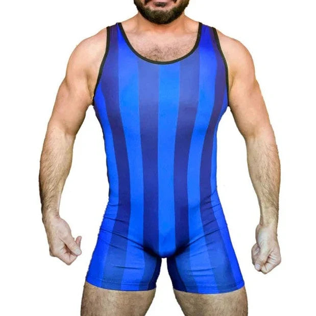 80's Retro Striped Wrestling Singlet - Embrace the Bold Aesthetic