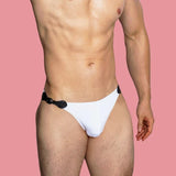 VividFlash Leather Buckle Bikini Briefs - Stylish Comfort