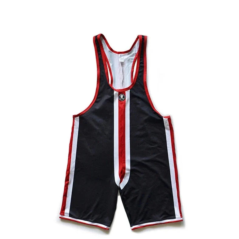 DM Striped Wrestling Singlet - Flaunt Your Curves