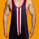 DM Striped Wrestling Singlet - Flaunt Your Curves