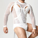 Long Sleeve Elegant Mesh Bodysuit - Sophistication Meets Allure