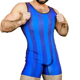 80's Retro Striped Wrestling Singlet - Embrace the Bold Aesthetic