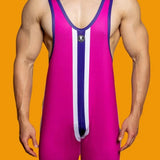 DM Striped Wrestling Singlet - Flaunt Your Curves