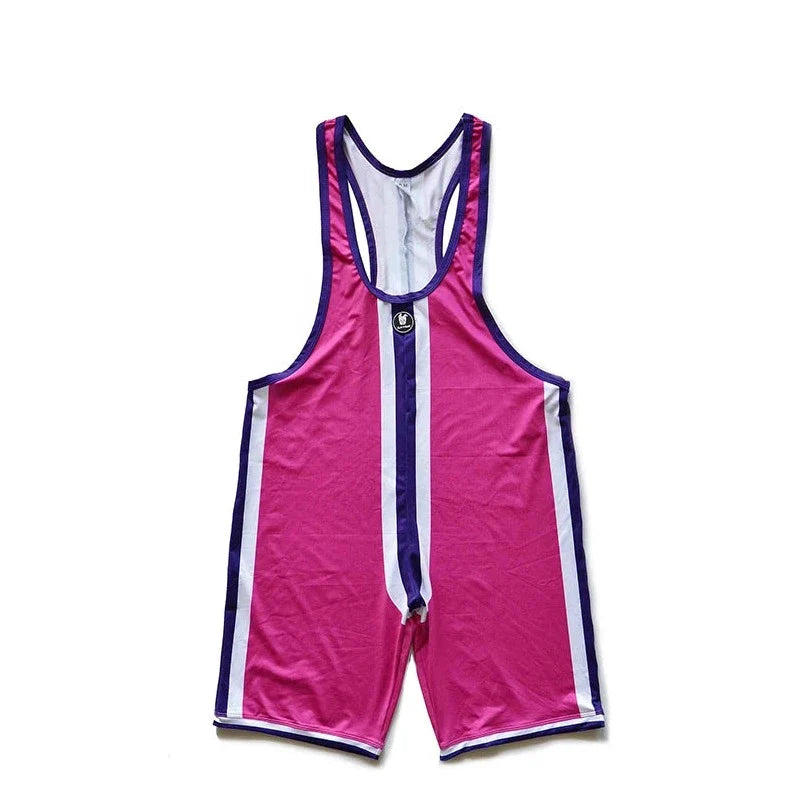 DM Striped Wrestling Singlet - Flaunt Your Curves