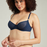 The Sheer Deco Lift Balcony Bra - Navy